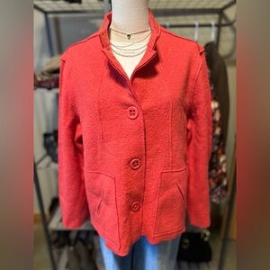 Coldwater Creek Wool Blend Jacket- Pumpkin Color Button Down Jacket- Size L NWT